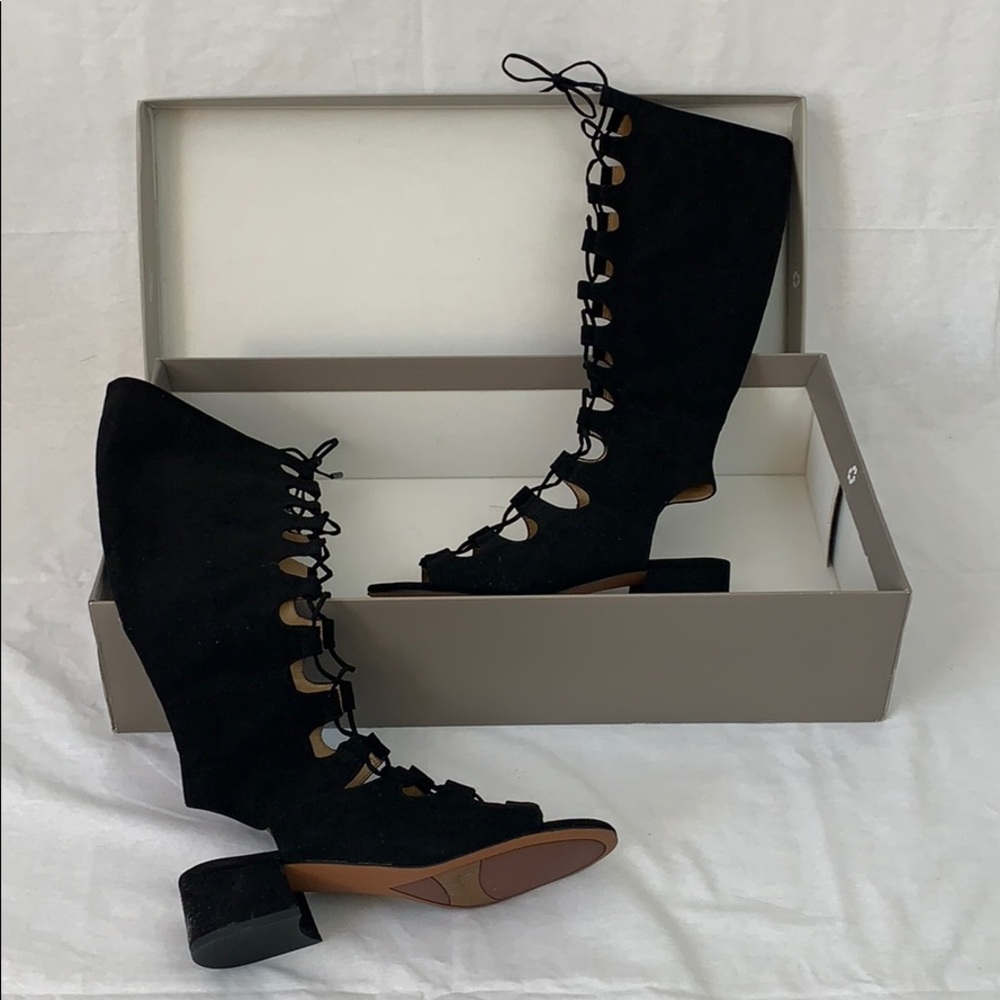 Franco Sarto Black Gladiator Knee High Sandals
